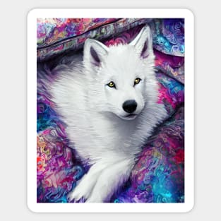 Cute white wolf pup Sticker